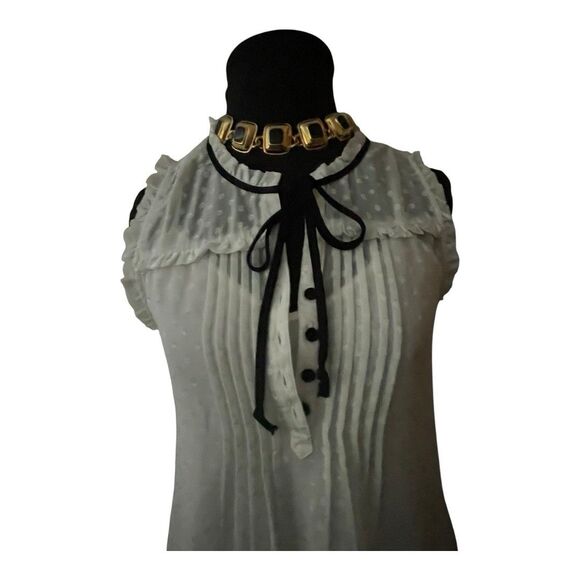 DANIEL RAINN Stitch Fix White Blouse SM Sheer Boho Ditzy Fairy Cottage Beachy - Picture 2 of 12